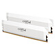 Crucial Pro DDR5 Overclocking 64 Go (2 x 32 Go) 6400 MHz CL40 Blanc Kit Dual Channel 2 barrettes de RAM DDR5 PC5-51200 - CP2K32G64C40U5W