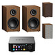 EverSolo Play + Triangle Elara LN01 Roble con rejilla doble AK4493SEQ Amplificador HiFi/reproductor de audio en red AKM con DAC de 32 bits, Bluetooth, Ethernet, DLNA, HDMI ARC, USB-A 3.0 + altavoces de estantería compactos Bass-Reflex de 50 W con rejillas dobles (marrón / gris claro)0 + Altavoces de estantería compactos Bass-Reflex de 50 W (Pareja) con rejil