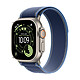 Apple Watch Ultra 3 GPS + Cellular 49 mm Titane Naturel Boucle Trail Bleu/Bleu Vif S/M Montre connectée 5G-LTE - Titane - Étanche IP6X - GPS - Fréquence cardiaque/ECG/Oxygène sanguin/Température - Écran OLED Retina Always On - Wi-Fi 4 / Bluetooth 5.3 - watchOS 26 - Boucle Trail S/M