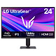 LG 23.8" LED - UltraGear 24G411A-B Monitor PC Full HD 1080p - 1920 x 1080 pixel - 5 ms (scala di grigi) - 16/9 - Pannello IPS - 144 Hz (OC) - HDR10 - Compatibile con FreeSync / G-SYNC - HDMI/Porta display - Nero