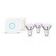 Philips Hue White Ambiance Kit de démarrage Essential GU10 4.7 W Bluetooth x 3 Pack de 3 Ampoules GU10 - 4.7 Watts + 1 Hue Bridge + 1 interrupteur connecté