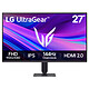 LG 27" LED - UltraGear 27G411A-B Full HD 1080p PC monitor - 1920 x 1080 pixels - 5 ms (greyscale) - 16/9 - IPS panel - 144 Hz (OC) - HDR10 - FreeSync / G-SYNC compatible - HDMI/DisplayPort - Black