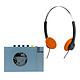 We Are Rewind Lecteur Cassette Kurt Bleu + Muse M-206 CF Orange Lecteur de cassettes audio + Casque stéréo supra-auriculaire fermé filaire - Jack/USB-C