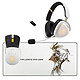 ASUS Kojima Productions Bundle Casque-micro + souris + tapis de souris - Bluetooth/RF 2.4 GHz - rétroéclairage Aura Sync RGB - compatible PC et consoles