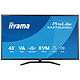 iiyama 42.5" - ProLite X4373UHSU-B2 Ecran PC 4K - 3840 x 2160 pixels - 3 ms (gris à gris) - 16/9 - Dalle VA - HDMI/DisplayPort/USB-C - Hub USB - Haut-parleurs - KVM - Noir