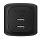 Belkin BoostCharge Pro Chargeur secteur GaN deux ports USB-C 50W (Noir) Chargeur secteur GaN deux ports USB-C (50 W)