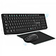 Advance Elite Combo Ensemble clavier/souris sans fil (RF 2.4 GHz) - touches silencieuses - raccourcis multimédia - tapis de souris - AZERTY, Français