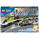 LEGO City 60337 The Express Passenger Train Construction set from age 7 - Includes a high-speed locomotive with functional headlights, a dining car, a passenger car, 24 tracks, a platform and 6 minifigures