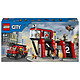 LEGO City 60414 El Parque de Bomberos y el Camión de Bomberos Juguete de Figura de Perro y 5 Minifiguras, Juego Imaginativo y de Acción, Regalo de Cumpleaños para Niños y Niñas a Partir de 6 Años