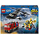 LEGO City 60462 Hélicoptère, camion de pompiers et sous marin modulable Jeu de construction dès 7 ans avec 3 minifigurines dont une pompière et un policier - Idée de cadeau d'anniversaire