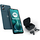 Motorola Moto G06 Blue (4 Go / 128 Go) + Moto Buds Bass 4G-LTE Dual SIM IP64 Smartphone - Helio G81 Octo-Core 2.0 GHz - RAM 4 Go - 120 Hz Touchscreen 6.88" 720 x 1640 - 128 Go - Bluetooth 6.0 - 5200 mAh - Android 15 + wireless earphones