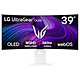 LG 39" OLED - UltraGear 39GX90SA-W Ecran PC UltraWide WQHD - 3440 x 1440 pixels - 0.03 ms (gris à gris) - 21/9 - Dalle OLED incurvée - 240 Hz - HDR 400 True Black - WebOS - FreeSync Premium / Compatible G-SYNC - HDMI/DisplayPort/USB-C - Ethernet - Blanc