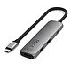 SATECHI Multiports USB-C Slim 4-en-1 4K (Gris) Hub USB-C 4 ports (1x USB-C PD 100W, 2x USB-A, 1x HDMI)