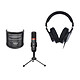 Pack de estudio Woodbrass Micrófono de condensador de diafragma grande + Filtro anti-pop compacto + Auriculares cerrados circumaurales