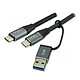 MCL Câble 2-en-1 USB-C 3.1 vers USB-C / USB-A (2 m) Câble de chargement et synchronisation USB-C vers USB-C / USB-A
