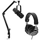 Woodbrass Pack Gaming/Streaming Pro Casque studio circum-aural fermé - Transducteurs dynamiques 45 mm - 32 Ohms - Jack 3.5/6.35 mm + bras + microphone à condensateur