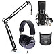 Woodbrass Pack Gaming/Streaming Essentiel Casque studio circum-aural fermé - Transducteurs dynamiques 45 mm - 32 Ohms - Jack 3.5/6.35 mm + bras + filtre anti-pop + micriophone statique électret à directivité cardioïde