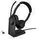 Jabra Evolve2 55 Link390a MS Stéréo avec base de chargement (USB-A) Micro-casque sans fil stéréo professionnel - Bluetooth - USB-A - certifié MS - ANC (réduction de bruit active)