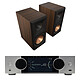 Onkyo Muse Y-40 Argent + Klipsch RP-600M II Noyer Lecteur audio réseau et Amplificateur stéréo 2 x 150 W - Wi-Fi/Bluetooth/Ethernet - AirPlay 2 - HDMI ARC/Optique/COAX/Phono M/USB-A + Enceinte bibliothèque 100 Watts (par paire)