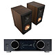 Onkyo Muse Y-40 Noir + Klipsch RP-600M II Noyer Lecteur audio réseau et Amplificateur stéréo 2 x 150 W - Wi-Fi/Bluetooth/Ethernet - AirPlay 2 - HDMI ARC/Optique/COAX/Phono M/USB-A + Enceinte bibliothèque 100 Watts (par paire)