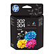 HP 302/304 Combo (B82L1AE) - Noir + 3 Couleurs Pack de 2 cartouches d'encre, 1x noir + 1x 3 Couleurs (magenta, Cyan, Jaune) (120 + 100 pages à 5%)