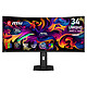 MSI 34" QD-OLED - MAG 341CQP QD-OLED X28 Ecran PC UltraWide WQHD - 3440 x 1440 pixels - 0.03 ms (GtG) - 21/9 - Dalle QD-OLED - 280 Hz - DisplayHDR True Black 500 - FreeSync Premium Pro / G-SYNC Compatible - HDMI/DisplayPort/USB-C - Hauteur réglable - Noir