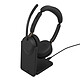 Jabra Evolve3 65 Link390A MS Stéréo + socle de charge Micro-casque sans fil stéréo professionnel - Bluetooth 5.3 - réduction de bruit active - USB-C - certifié Microsoft Teams - socle de charge