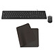 INOVU Pack clavier-souris AW10B + FM1200 + Desk Mat Noir Pack clavier-souris filaire + tapis de souris grand format
