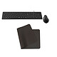 INOVU Pack clavier-souris AW10B + EG200V + Desk Mat Noir Pack clavier filaire + souris ergonomique verticale sans-fil + tapis de souris grand format