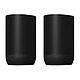 SONOS Pack de 2x Move 2 Noir Pack de 2 enceintes sans fil Wi-Fi 6/Bluetooth 5.0 - AirPlay 2 - Calibration automatique - Autonomie 24h - Etanche (IP56) - Amazon Alexa / Google Assistant