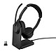 Jabra Evolve2 55 Link380a UC Estéreo con base de carga (USB-A) Auriculares estéreo inalámbricos profesionales - Bluetooth - USB-A - certificado UC - ANC (cancelación activa de ruido)