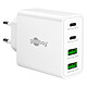 Goobay Chargeur rapide multiport USB-C/USB-A 65 W (Blanc) Chargeur secteur 65 watts 2 ports USB-C + 2 ports USB-A