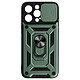 Avizar Coque Antichoc pour iPhone 15 Pro Max Cache Caméra Coulissant Bague vert foncé - Une coque antichoc avec bague multifonctionnelle, conçue pour votre Apple iPhone 15 Pro Max