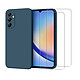 Acheter Evetane Coque Samsung Galaxy A34 Silicone liquide Bleue Marine + 2 Vitres en Verre trempé Protection écran Antichocs