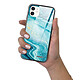 Evetane Coque iPhone 12 Mini Coque Soft Touch Glossy Bleu Nacré Marbre Design pas cher