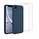Acheter Evetane Coque iPhone XR Silicone liquide Bleu Marine + 2 Vitres en Verre trempé Protection écran Antichocs