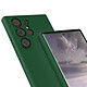 Evetane Coque Samsung Galaxy S23 Ultra Silicone liquide Verte + 2 Vitres en Verre trempé Protection écran Antichocs pas cher