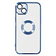 Avizar Coque iPhone 14 Plus Silicone Souple Bloc Caméra Couvert  Transparent Contour bleu Chromé Coque de protection effet chromé bleu, spécialement conçue pour le iPhone 14 Plus