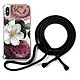 LaCoqueFrançaise Coque cordon iPhone X/Xs noir Dessin Fleurs roses Coque cordon iPhone X/Xs noir Dessin Fleurs roses