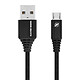 Avizar Câble Micro-USB vers USB Smartphone/tablette Charge & Synchro Métal 1m Noir Câble de chargement et synchronisation USB vers micro-USB en métal incassable - Longueur : 1m - Noir