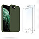 Acheter Evetane Coque iPhone 7/8/SE 2020 Silicone liquide Vert Foret + 2 Vitres en Verre trempé Protection écran Antichocs