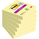 POST-IT Pack 6 Bloc-note adhésif Super Sticky Notes, 76 x 76 mm Jaune Notes repositionnable
