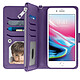 Avizar Étui iPhone 6 Plus/6S Plus/7 Plus/8 Plus Portefeuille Coque Amovible - Violet Design élégant effet Graîné, Violet