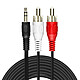 LinQ Câble Audio Jack 3.5mm Mâle Vers 2x RCA Mâles 5m Son de Qualité  Noir Câble audio jack 3.5 mm mâle vers 2x RCA mâles spécialement conçu par LinQ, modèle YP-001.