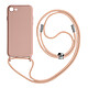Avizar Coque Cordon pour iPhone 7, 8, SE 2020 et 2022 Semi-rigide Lanière Tour du Cou 80cm  Rose - Coque semi-rigide ultra-résistante, combinant deux matériaux de qualité : le polycarbonate rigide et le silicone gel flexible