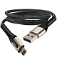 LinQ Câble USB vers Lightning Nylon Tressé 1.2m Charge Rapide 3A Noir Câble USB vers Lightning avec puissance rapide de 3A pour charger vos appareils Apple
