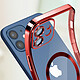 Avizar Coque MagSafe pour iPhone 12 Silicone Protection Caméra  Contour Chromé Rouge pas cher