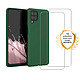 Evetane Coque Samsung Galaxy A12 Silicone liquide Verte + 2 Vitres en Verre trempé Protection écran Antichocs Coque Samsung Galaxy A12 Silicone liquide Verte + 2 Vitres en Verre trempé Protection écran Antichocs