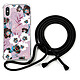 LaCoqueFrançaise Coque cordon iPhone X/Xs noir Dessin Fleurs parme Coque cordon iPhone X/Xs noir Dessin Fleurs parme