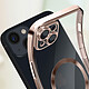 Avizar Coque MagSafe pour iPhone 14 Silicone Protection Caméra  Contour Chromé Rose Gold pas cher